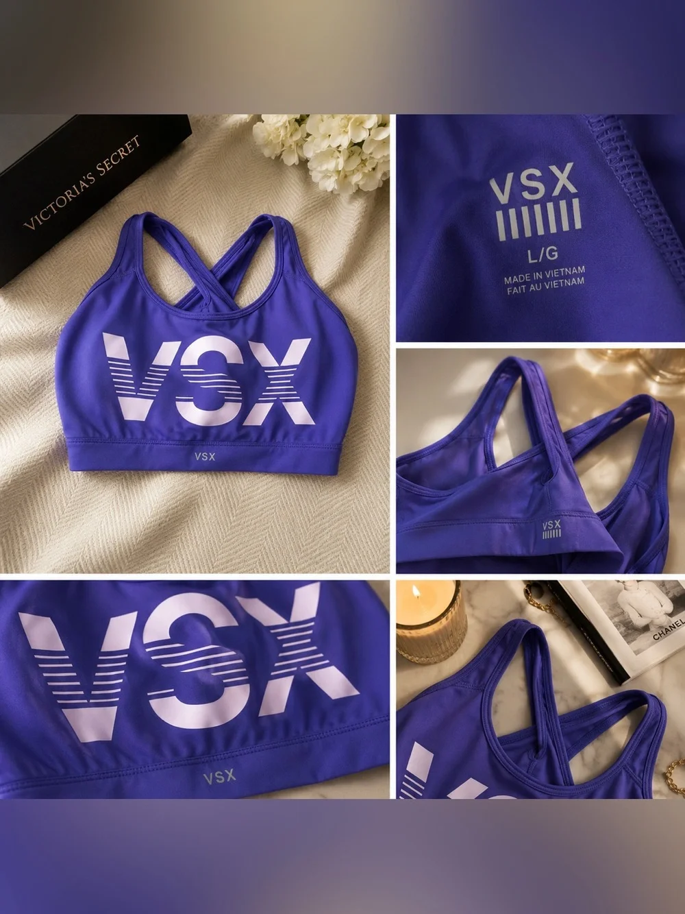 SOLD VSX Purple Sports Bra with White Logo - Picture 1 of 3